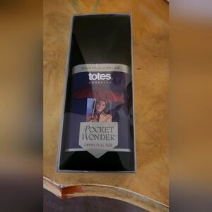 Totes Pocket Wonder Umbrella - Red and Black